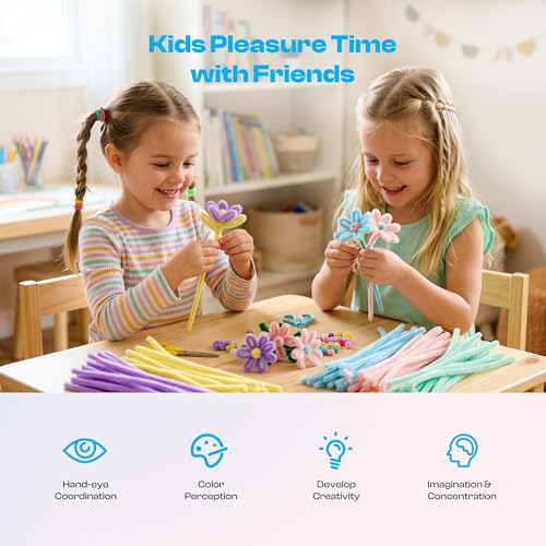 Caydo 700 Pieces Pipe Cleaner Flower Kit with 16 Flowers Videos, 7 Colors