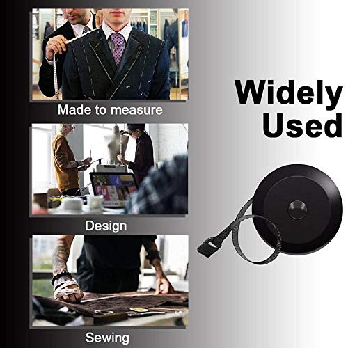 GDMINLO Soft Tape Measure Retractable Measuring for Body Fabric Sewing Tailor Cloth Knitting Craft Weight Loss Measurements Retractable Black Double Scales Rulers 1 Pack