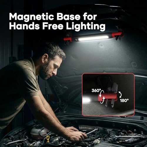 2 Pack Magnetic Work Light - Bright Rechargeable LED Work Light Bar, Under Hood Mechanic Light for Garage, Workshop, Vehicle Inspection, Gift for Mechanics