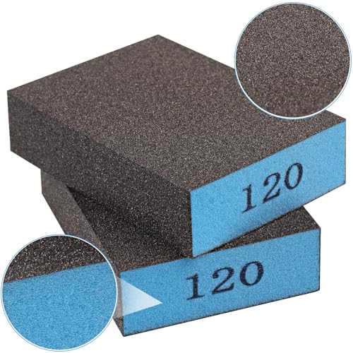 Romeda 8-Pack Sandpaper Block, 120 Grits Washable and Reusable Handmade Sanding Sponge, Drywall Sandpaper Blocks for Wooden Drywall Sheetrock and Metal Glazing - color: 120 Grits, size: 8-Pack