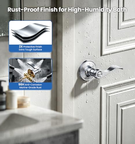Veise 6 Pack Interior Privacy Door Handle Levers Lock Keyless, Satin Nickel - color: Satin Nickel