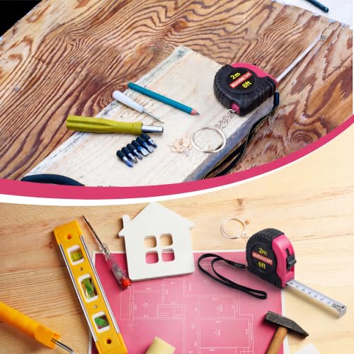 Kanayu 50 Pcs Pcs Mini Measuring Tape with Keychain, 6 ft, Rose Pink - color: Rose Pink, size: 6 ft