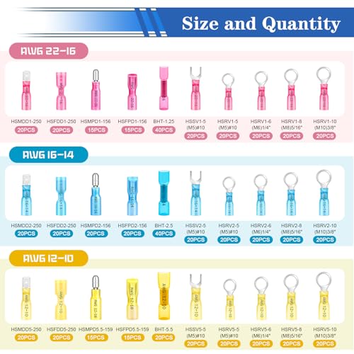 smseace 620Pcs Heat Shrink Wire Connectors Kit with Crimping Tool,Waterproof Electrical Crimp Ring Fork Spade Bullet Butt Splice Terminal for Automotive Boat Stereo Industrial Equipment - size: 620Pcs