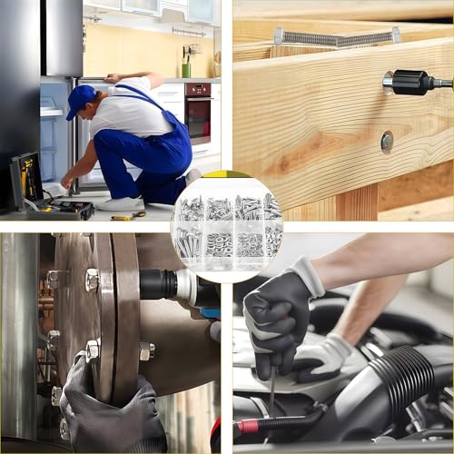 M3 Hex Head Bolts 490Pcs Metric Heavy Duty Hex Cap Bolts and Nuts Flat and Lock Washers Kit M3x6/8/10/12/16/20/25mm 304 Stainless Steel Fully Thread External Hex Drive Fasteners - size: M3