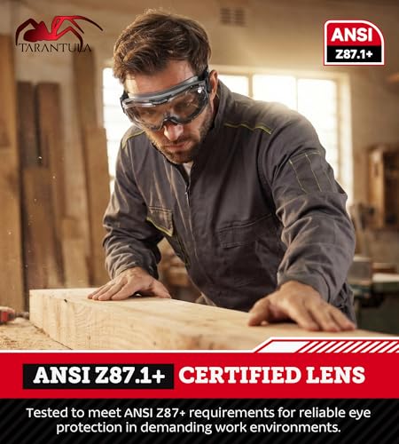 ANSI Z87.1+ Safety Goggles Over Glasses, Anti-Fog&Anti-Scratch UV380 Lenses - color: Grey