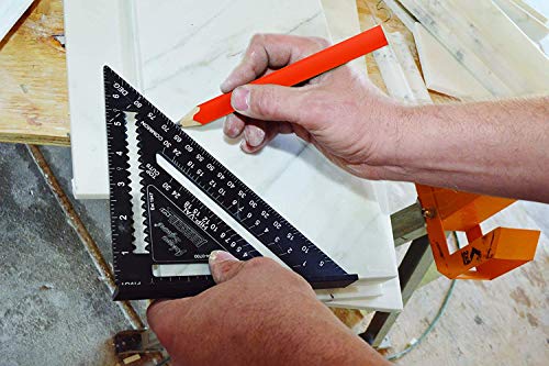 Johnson Level & Tool 1904-0700 Johnny Square Professional Easy-Read Aluminum Rafter Square, 7", Black, 1 Square - size: 7-inch, style: Standard