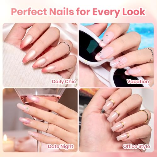 Beetles Nude Gel Polish Set, 20 Color Jelly Cat Eye Gel with Magnet | 20 Sheer Nude Pink Magnetic Gel Colors, Soak-Off Uv Led Manicures - color: Blush Canvas