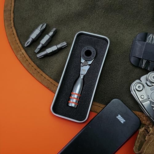 711L Mini Ratchet Wrench DUO - One of the World's Smallest 1/4" Ratchet Wrench For Tight Spaces - For Flat (32mm) and Standard (25mm) Double-ended Bit - style: Mini Ratchet DUO