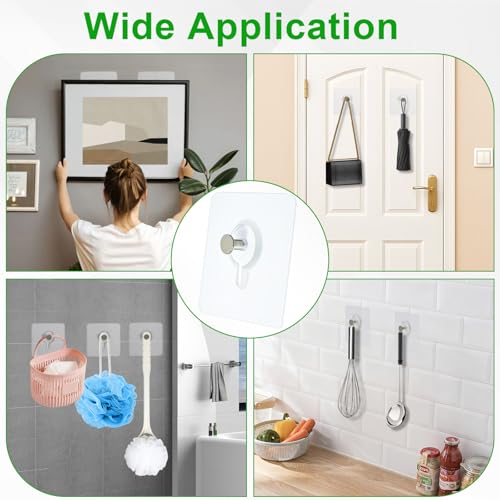 Picture Hanging Hooks,6 PCS Heavy Duty Wall Hangers Without Nails - color: Transparent-6PCS