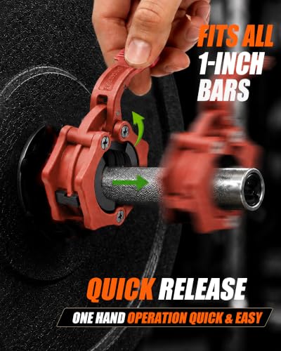 MAXRICH Ultra-Thin 1-Inch Barbell Clamps, Quick Release Weight Clips for 23–30mm Bars, Secure Barbell Collars for Home Gym - color: Brown