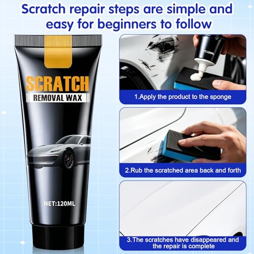 2PCS Car Scratch Repair Paste, Scratch Remover for Vehicles,Scratch Removal Wax for Vehicles, Deep Scratch Repair Kit for Cars with Wipe and Sponge