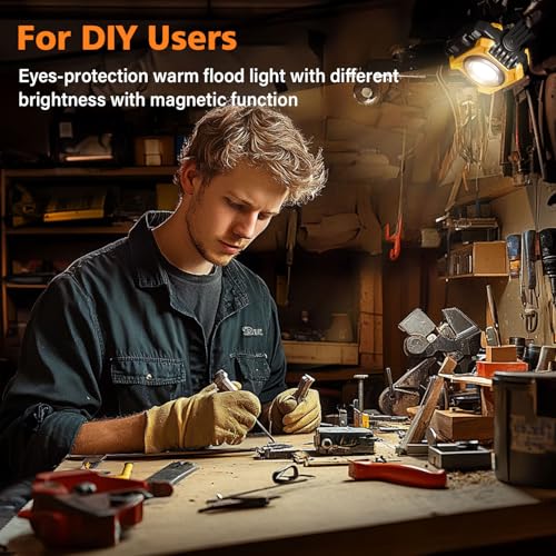 Samyoung 2-Pack 2400LM Magnetic Rechargeable Work Light, Up to 80 Hours - color: Yellow
