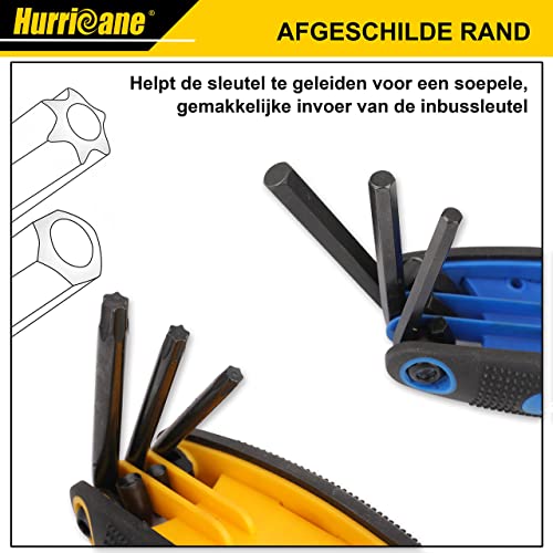 HURRICANE 25-Piece Folding Allen Wrench Set, SAE/Metric/Torx Hex Key Set with 270° Swivel Blades, 3-Pack Portable Key Tool for Bike Repair, Home DIY,and General Applications