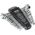 VEVOR Combination Wrench Set, 16-Piece Ratcheting Wrench Set with Organizer Rack, Cr-V Steel, Metric 8 mm to 24 mm, Ideal for General Household, Garage, Workshop, Auto Repairs, Emergency - size: 16PCS (Metric)