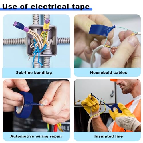 Romeda 9 Pack Electrical Tapes, Electrical Tape Water, Sun, and Oil Resistant, Electrical Tape is Suitable for Most Domestic, Commercial, and Industrial environments - Blue - color: Blue