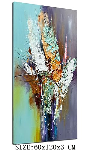 zoinart Hand Painted Textured 3D Wall Art 24x48 Inches Colorful Oil Paintings Abstract Large Canvas Wall Art for Home Decorations - color: YH-B02