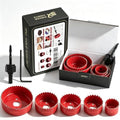 7-Piece Hole Saw Kit with Mandrel for Softwood and PVC - color: 7pc red