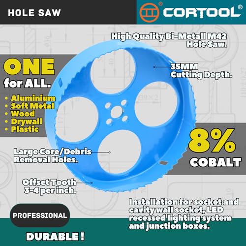 6.25 Hole Saw for Recessed Lights, 6-1/4 Hole Saw Dust Bowl for Recessed Lighting 6 Inch, with Bi-Metal Wood Metal Drywall Hole Cutter - style: 6-1/4"（159mm）& Dust Bowl