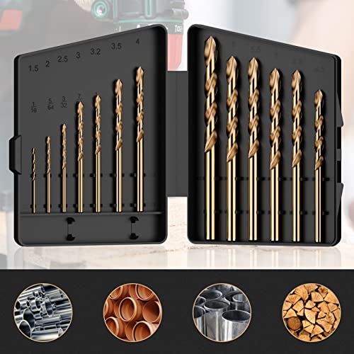 13Pcs(1/16"-1/4") Cobalt Drill Bit Set M35 HSS Jobber Length - size: 13pcs, 1/16"-1/4"