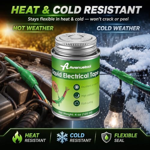 Liquid Electrical Tape 4oz Waterproof Liquid Tape Electrical Insulating Glue with Brush Cap, High Temperature Resistant Flexible Rubber Coating for Wires Cables, Plug, Automotive(Green) - color: Green