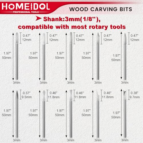 10Pcs Wood Carving Drill Bits Set for Dremel Rotary Tool Engraving Bits - style: 【10 PCS】10 Shapes
