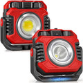Samyoung 2-Pack 2400LM Magnetic Rechargeable Work Light, Up to 80 Hours - color: Red