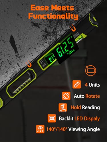 Mecurate 10-Inch Portable Digital Level, Electronic Angle Finder, ±0.1° - size: 10-Inch Digital Level