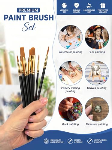 DUGATO Paint Brush & Palette Set, 20 Brushes with 5 Mixing Trays, Black - color: Black