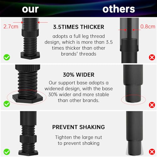 6 PCS Adjustable Height Center Support Leg for Bed Frame (7.7"-13.3") - color: 6pcs (7.7"-13.3") Rigid Plastic