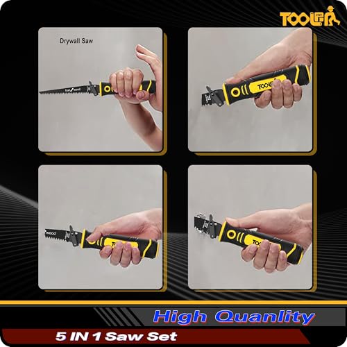 5-In-1 Multi-Blade Handsaw for Woodworking Tools (Japanese/Drywall/Hacksaw) - color: 5-in-1 Yellow