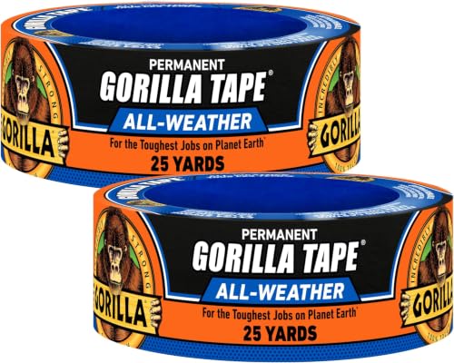 Gorilla All Weather Duct Tape, Black, 1.88" x 25 yd | UV Resistant | Waterproof | For Outdoor Repairs | 2-Pack, Pack of 6 - size: 12 - Pack