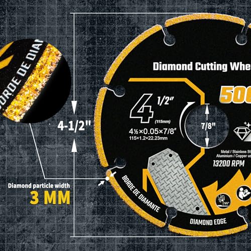 4 1/2 in Cut Off Wheel Diamond Cutting Wheel for Metal 7/8" Arbor - style: 4-1/2"x7/8in.