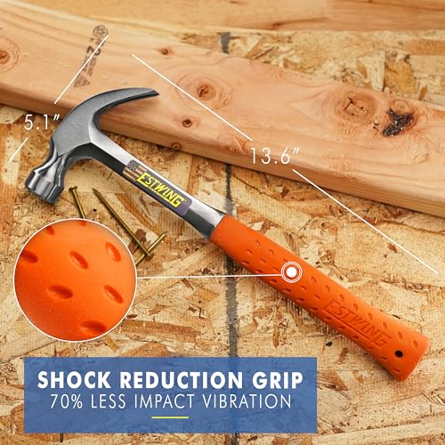 ESTWING Curved Claw Hammer, 20 oz Smooth Face, Shock Reduction Grip, EO-20C - size: 20 oz (Ounces)