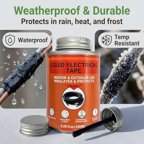 150ml Liquid Electrical Tape Insulating Repair Glue, Quick-Drying Waterproof High Temp Resistant Insulation Coating with Brush Cap for Wires Cables Outdoor Electrical Equipment Fixing - color: Black