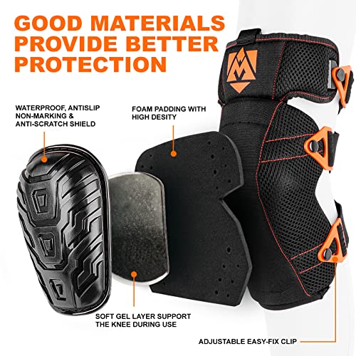Construction Knee Pads for Men and Women for Cleaning Floors Roofing Gardening,Heavy Duty Support Knee pads with Gel and Thick Foam Cushion and Improved Adjustable Thigh and Shin Straps