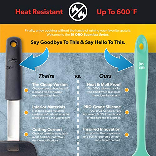 DI ORO Silicone Spoonula - Spoon Spatula, 600F Heat Resistant, Mint - color: Mint