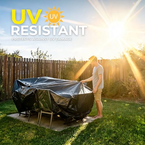 Plastic Sheeting (10' x 25') Long, 6 Mil (Black) - UV Protection Poly Sheeting Polyethylene Film, Heavy Duty Greenhouse Plastic Sheeting - color: Black