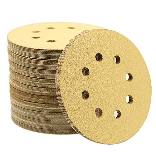 5-Inch 8-Hole Hook and Loop Sanding Discs, Orbital Sander Sandpaper Discs, 100 Pieces Round Sandpaper Set, 100 Grit - size: 100-Grit