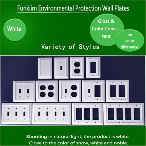 Pure White Classic Beadboard Wall Plates,Light Switch Covers,Electrical Outlet Covers, Switch Plates of Various Combination, Nature Bamboo Fiber Wall plate (2 Gang Decorator 2 Pack) - style: 2 Gang Decorator 2 Pack