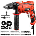 Enventor Hammer Drill with 9 Bits, Variable Speed, 900W, 1/2" Chuck, Corded