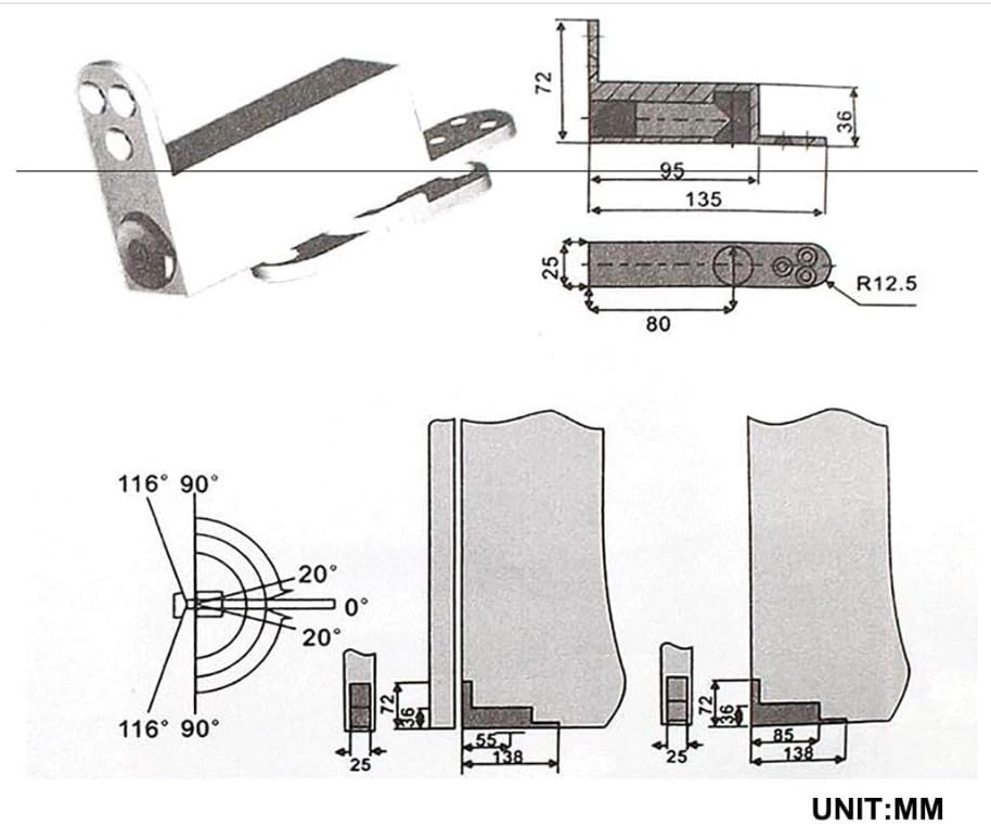 Heavy-Duty Self-Closing Door Pivot Hinge – 360° Stainless Steel L-Shaped Hinge for Wood Doors - size: Self Closing