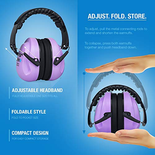 Noise Cancelling Headphones Kids Adult Earmuffs Shooting Ear Protection Foldable Ear Protection Earmuffs - color: Purple
