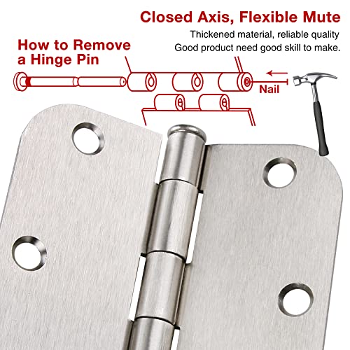 24 Pack Rounded Door Hinges Brushed Nickel 3.5 Inch with 5/8" Radius - color: Satin Nickel, size: 24 Pack