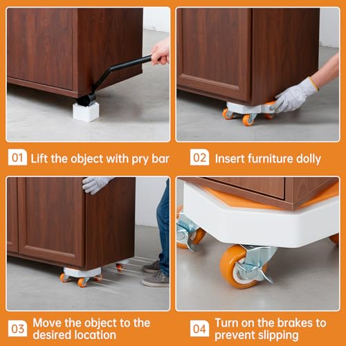 Furniture Dolly, Furniture Movers Sliders with 360° Rotatable Rubber Universal Wheels, Furniture Lifter Mover Tool Set for Moving Sofa, Refrigerator, Bed, Cabinet (Max Load 880 lbs)