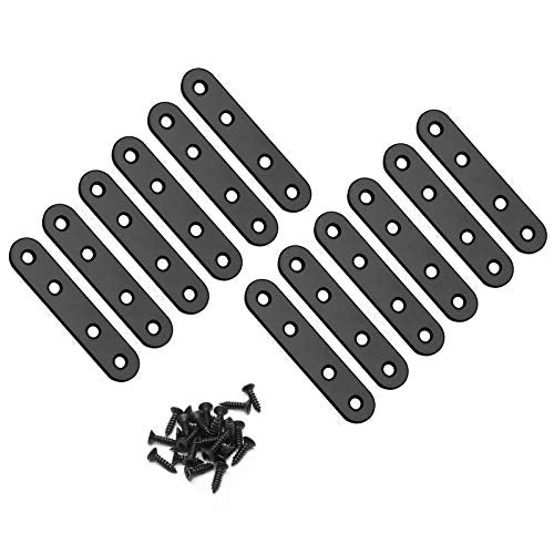 Jiozermi 12 Pcs Straight Brace, 3.15" x 0.69", Stainless Steel Black - size: Black, 3.15” x 0.69”, 12 Pcs