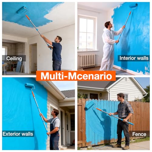 12 Pack 9 Inch Paint Roller Kit with 3FT Extendable Pole - color: 13 Pack, 9" roller