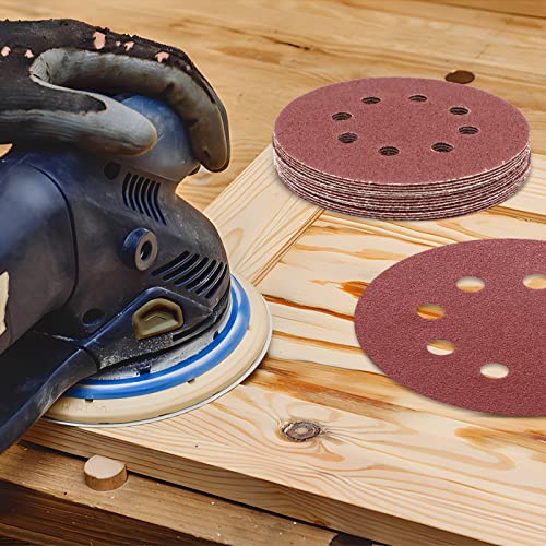 ZEHIQ 5 Inch 150 Grit Sanding Discs, 8 Hole Hook and Loop Sandpaper, 50 PCS