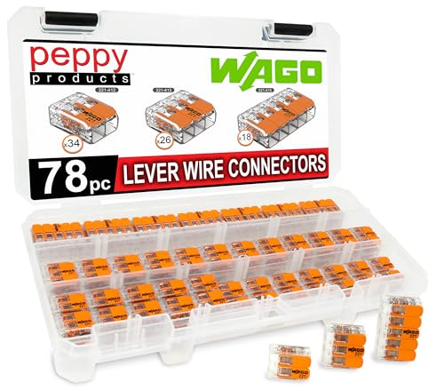 WAGO 221 Lever Nuts 78pc Compact Splicing Wire Connector Assortment with Case. Includes 221-412, 221-413, 221-415