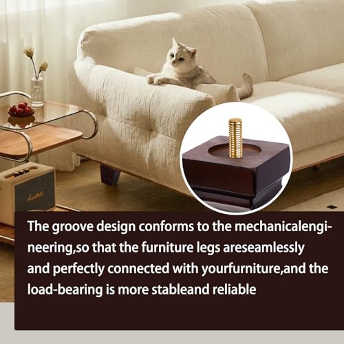 Wood Legs for Furniture 4 inch Heavy Duty Sofa Legs Square Brown Bed Legs Pack of 4, Mid Century Chair Feet, Sofa Replacement Parts, Dresser Leg Sideboard Recliner Couch Riser - color: Brown, size: 4"H*3.15"W