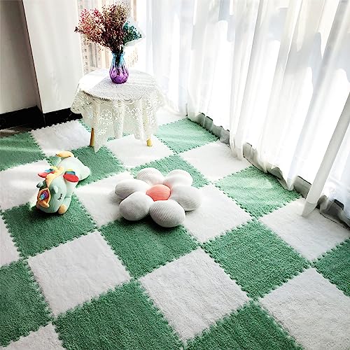12pcs Tiled Puzzle Play Mats, Mint Green - color: Mintgreen